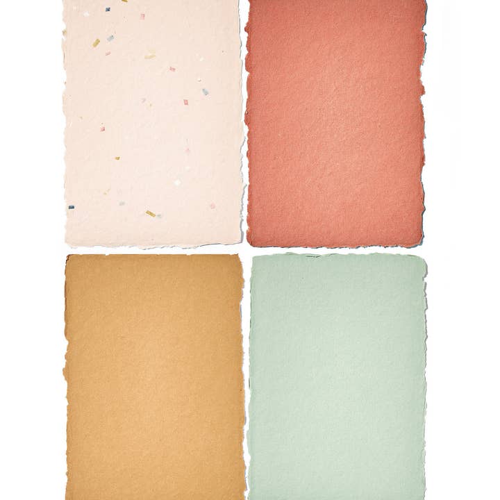 NOUVEL ÉTÉ - Wholesale Stationery/Notecard Set - 5 handmade papers & envelopes, terrazzo, pink4