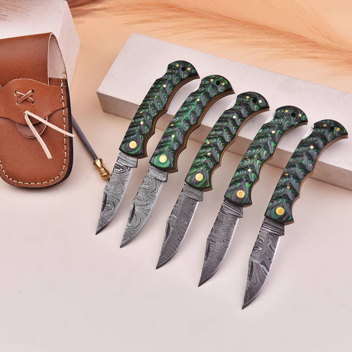 FH KNIVES – Großhandel Taschenmesser/Halter – 16,5 cm handgefertigtes Damast-Klappmesser, Taschenmesser9