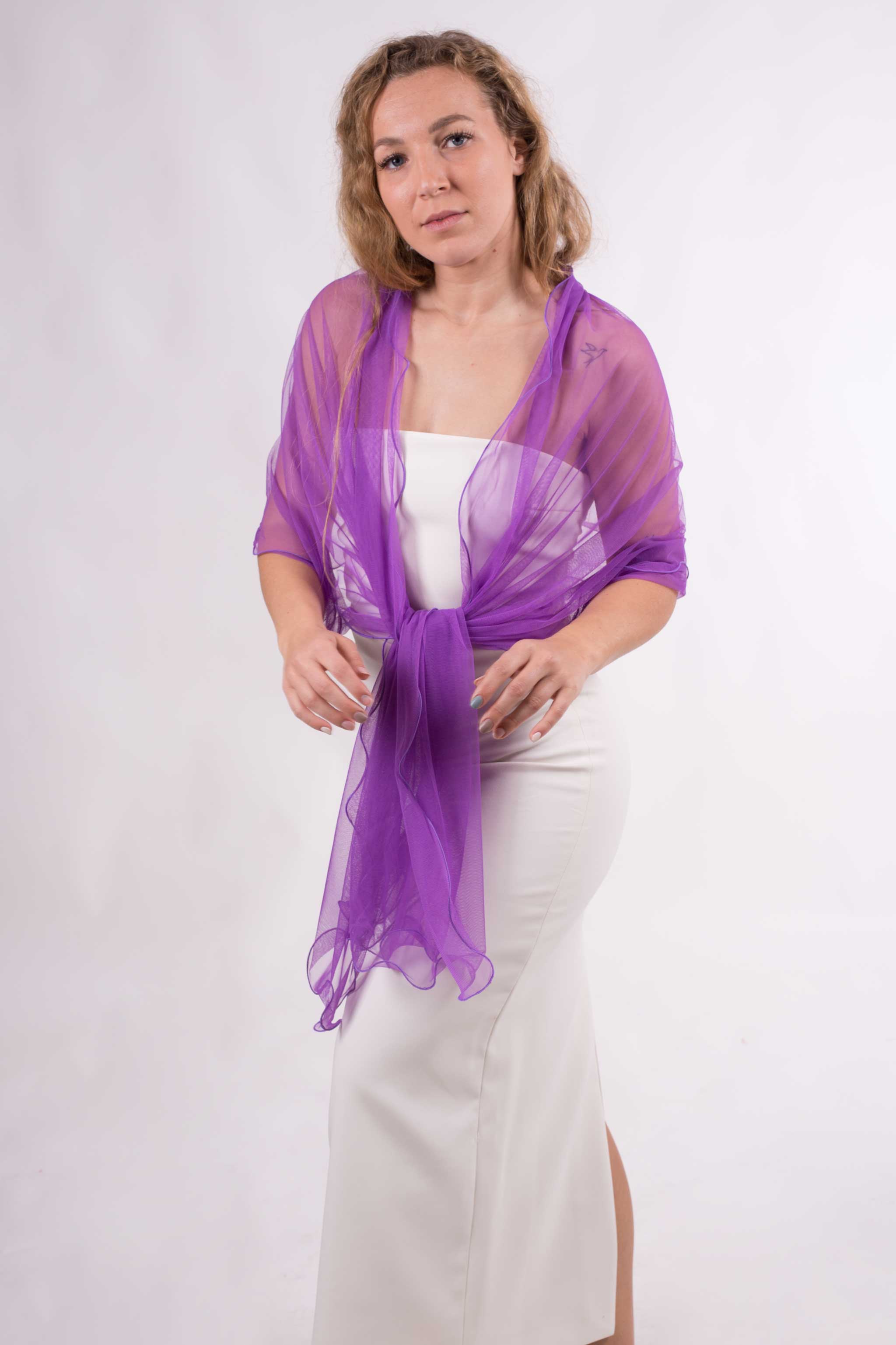 MR Complements - Vente Écharpe – femme - Châle en tulle grande taille aux bords ondulés57