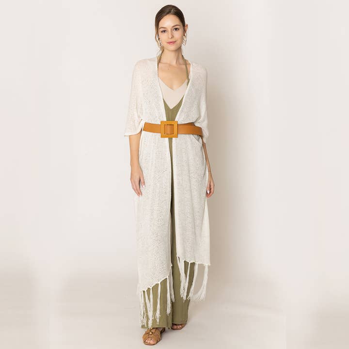 Fashion City - Venta al por mayor Kimono - Mujer - Cárdigan largo de punto con flecos y forro tipo kimono24