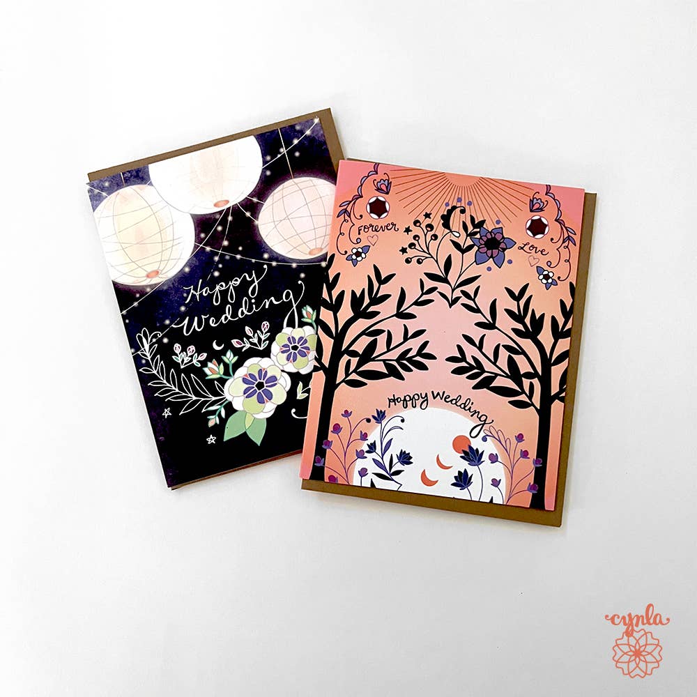 Cynla - Vente Faire-part de mariage - Carte de vœux Wedding Trees - Nature Wedding Corail Orange3