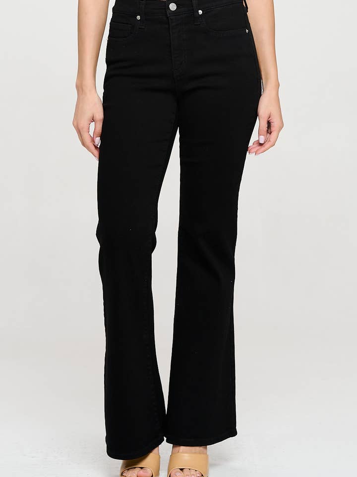 Sneak Peek - Wholesale Jeans - Women's - MID RISE ULTRA STRETCH FLARE IN BLACK SP-P12821BK