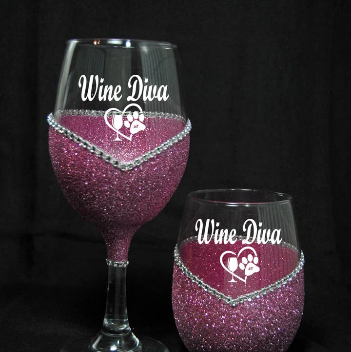 WineyBitches.Co - Wholesale Wine Glass - Wine Diva – Bling Glitter Glass Wine Glasses (Just Sayin’ Collection)28