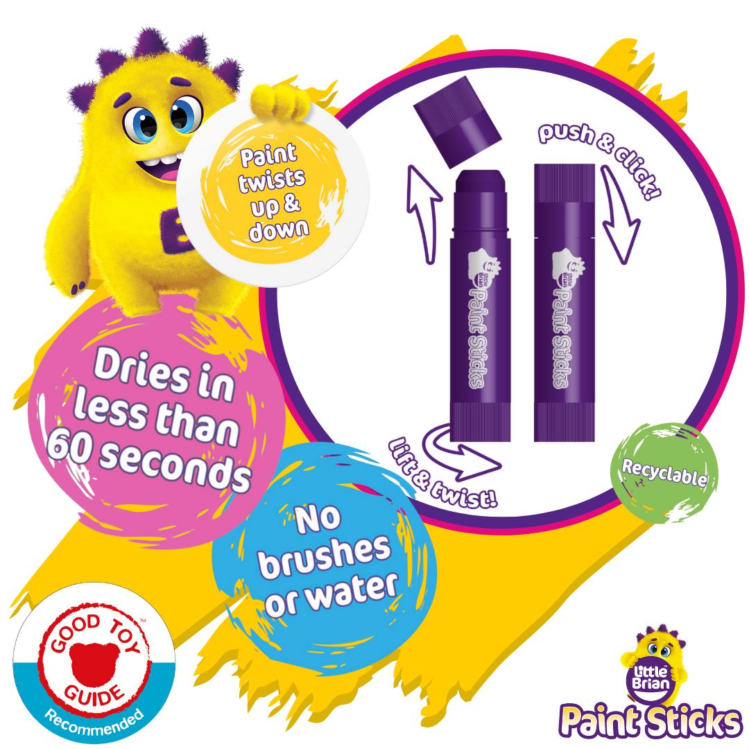 Baby Republic – wholesale Paint set – Little Brian Paint Sticks Day Glow 6 Assorted3