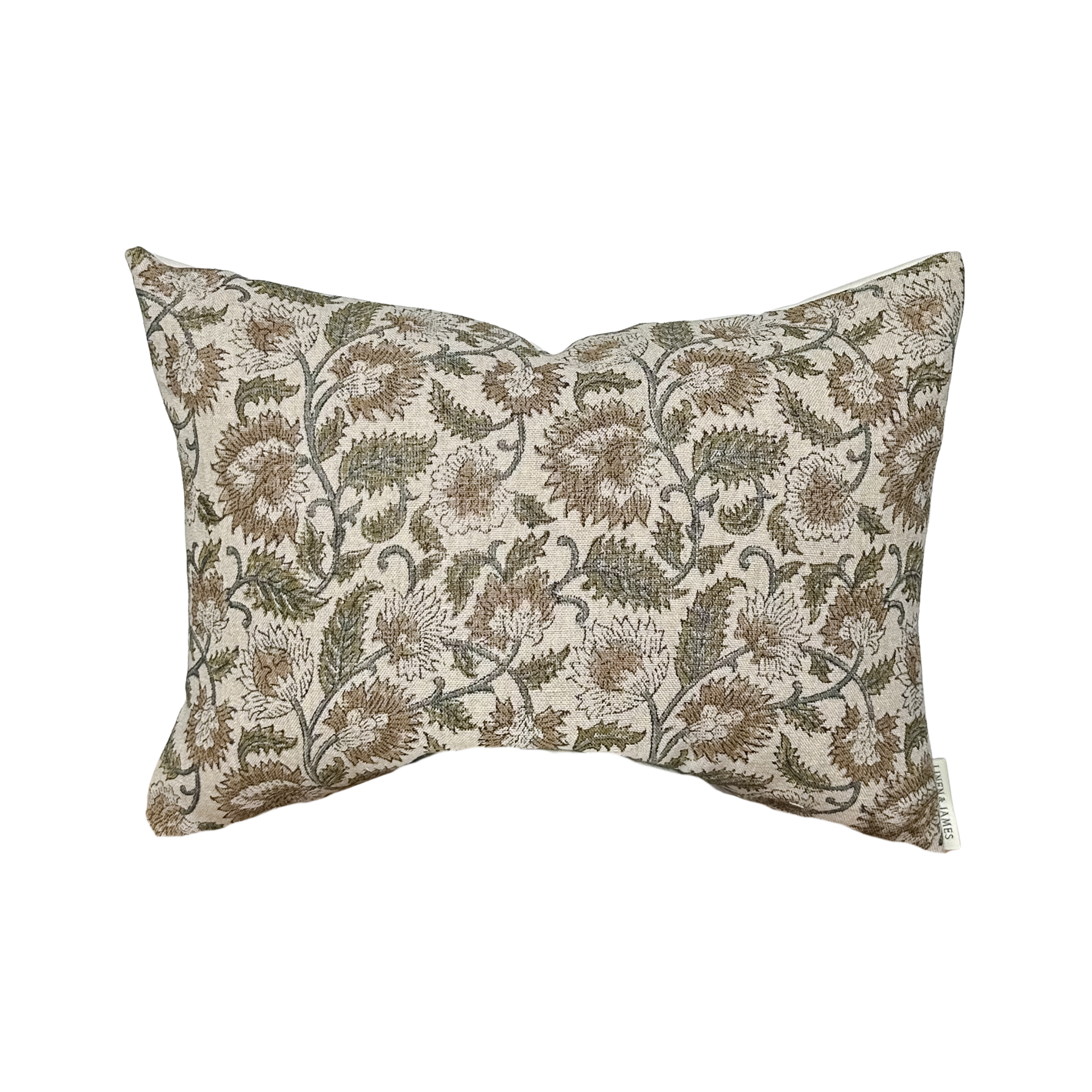 Linen & James - Vente Housse de coussin - Ethel | Housse de Coussin en Lin Naturel à Motif Floral Sage2
