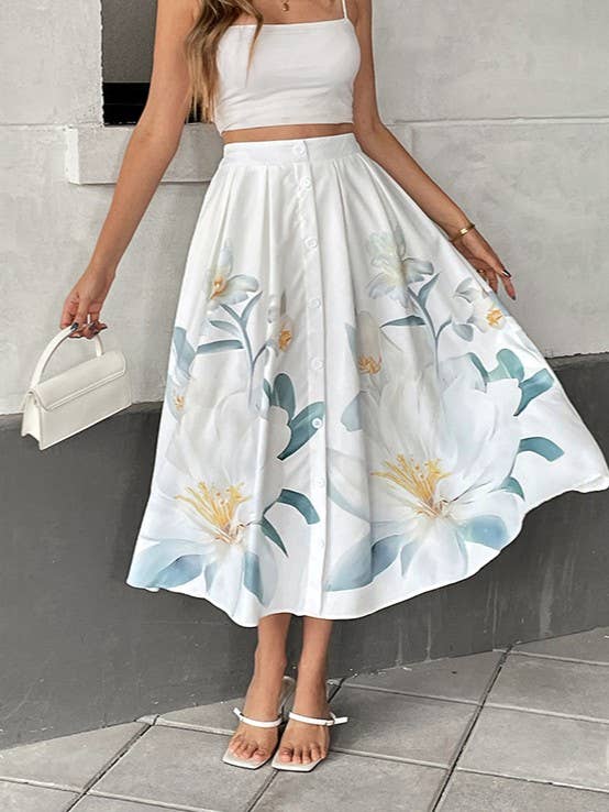 Casual Sweet Floral Print Skirt for wholesale by Rosa Clothing