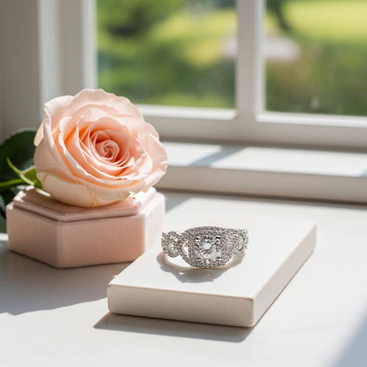 King Of Bling'sSterling Silver Square Cubic Zirconia 1.80ct Bridal White Womens Ring Size 7 for wholesale by KING OF BLINGS