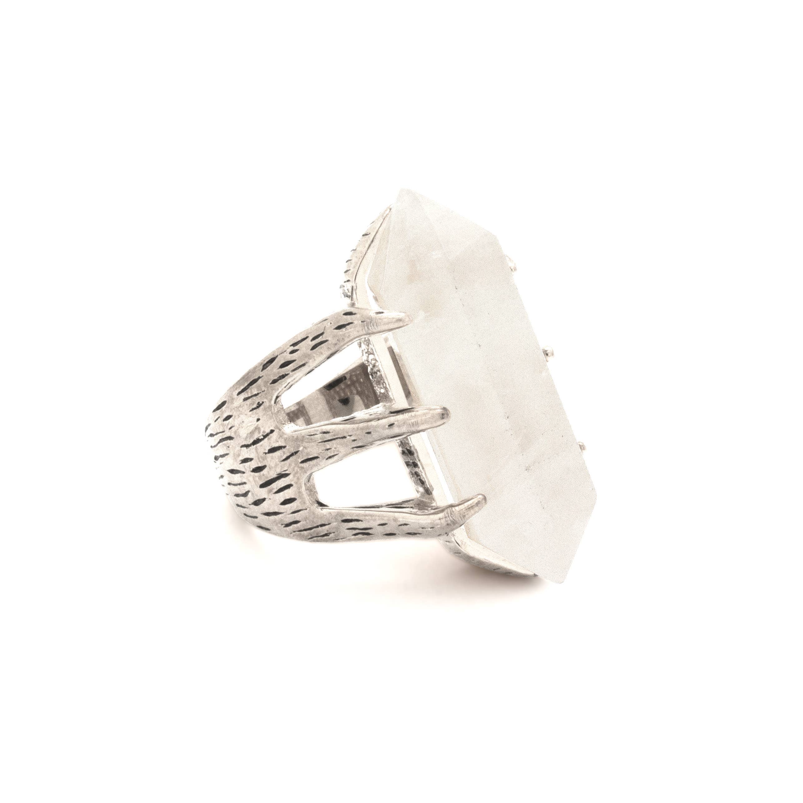 Hiouchi Jewels | Rose & Bolt Grateful Dead Jewelry - Wholesale Cocktail/Statement Ring - Crystal Talon Ring | Silver / Quartz7