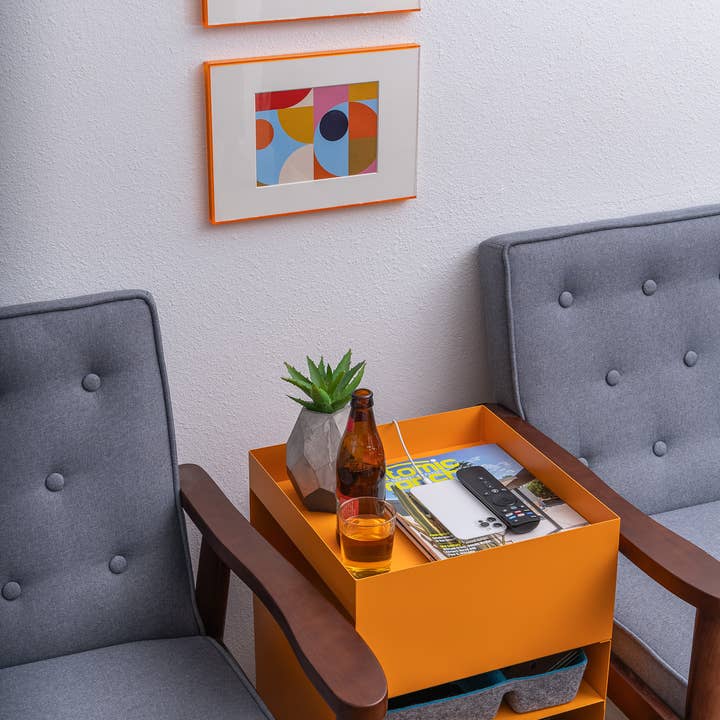 hide+seek SUPPLY CO - Wholesale Side Table - Quad Rolling Side Table/Cart-orange