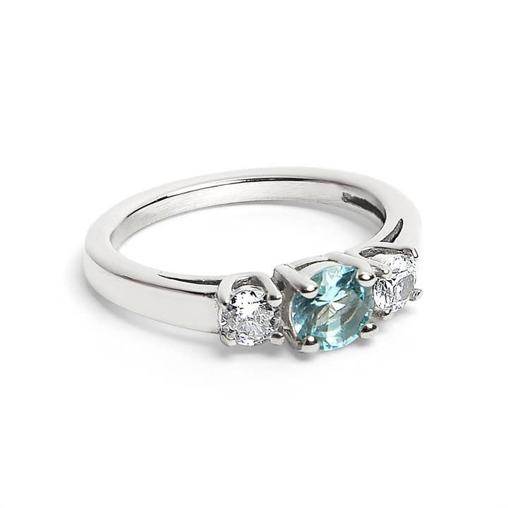 WJW - Wholesale Multi-Stone Ring - Stainless Steel CZ Accent Stones Polished Birthstone Ring4