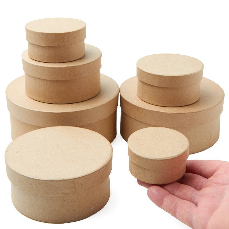 Factory Direct Craft - Wholesale Gift Box - Premade 7-Piece Nested Round Paper Mache Box Set2