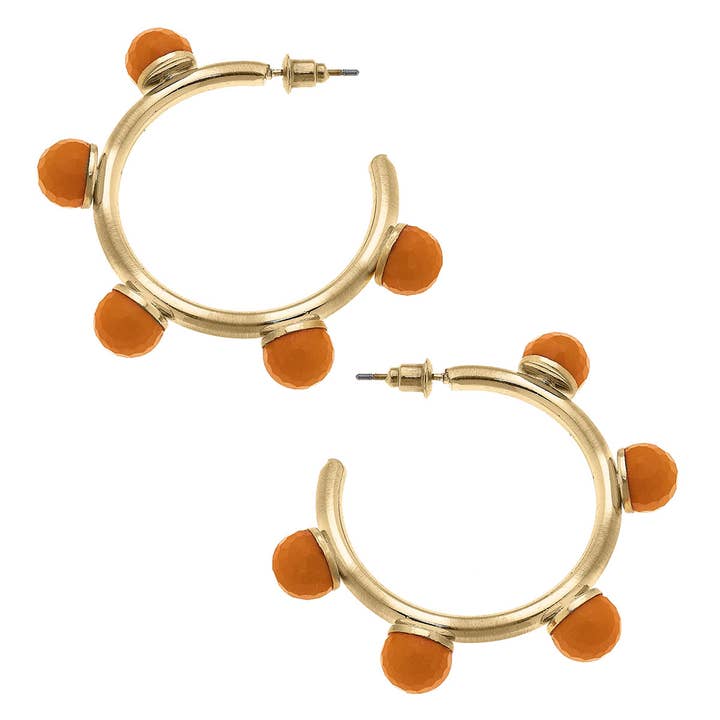 Canvas Style - Wholesale Hoop Earrings - Allison Resin Beaded Hoop Earrings