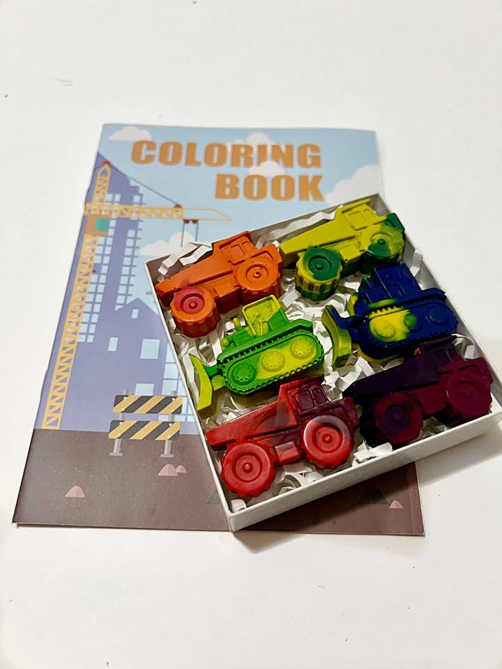 Coloring Bundle: Multicolored Construction Truck Crayons for wholesale by Cool Crayations