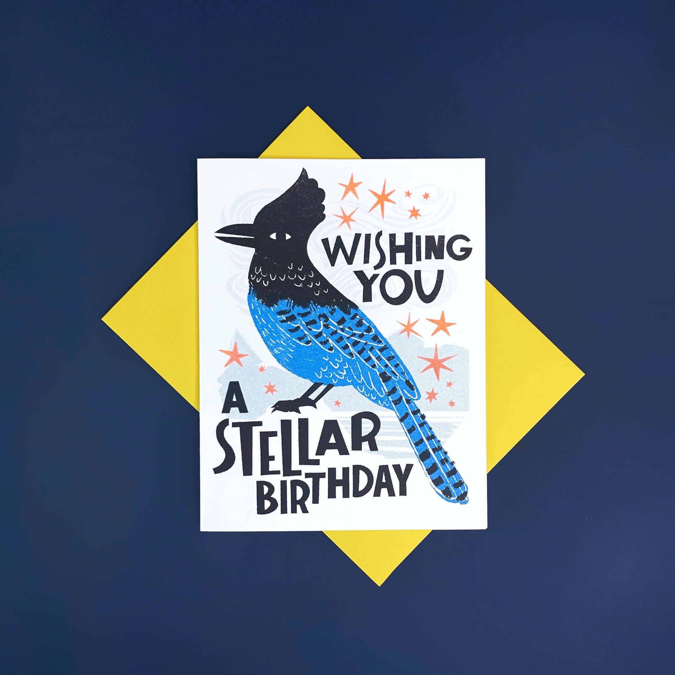 Pier Six Press - Wholesale Birthday Card - Stellar Birthday - Funny Risograph Greeting Card