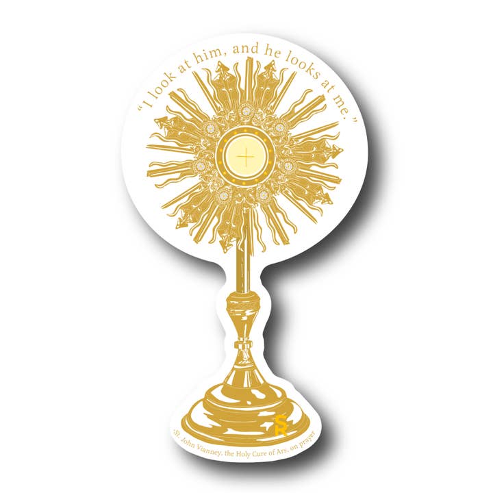 Sock Religious - Wholesale Sticker - I Look at Him Monstrance Sticker