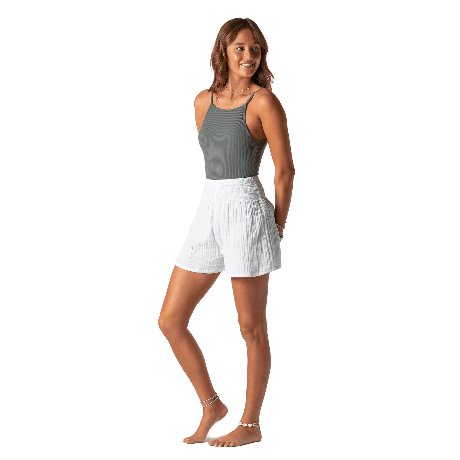 Lotus and Luna - Wholesale Shorts - Women's - White Cotton Shorts3