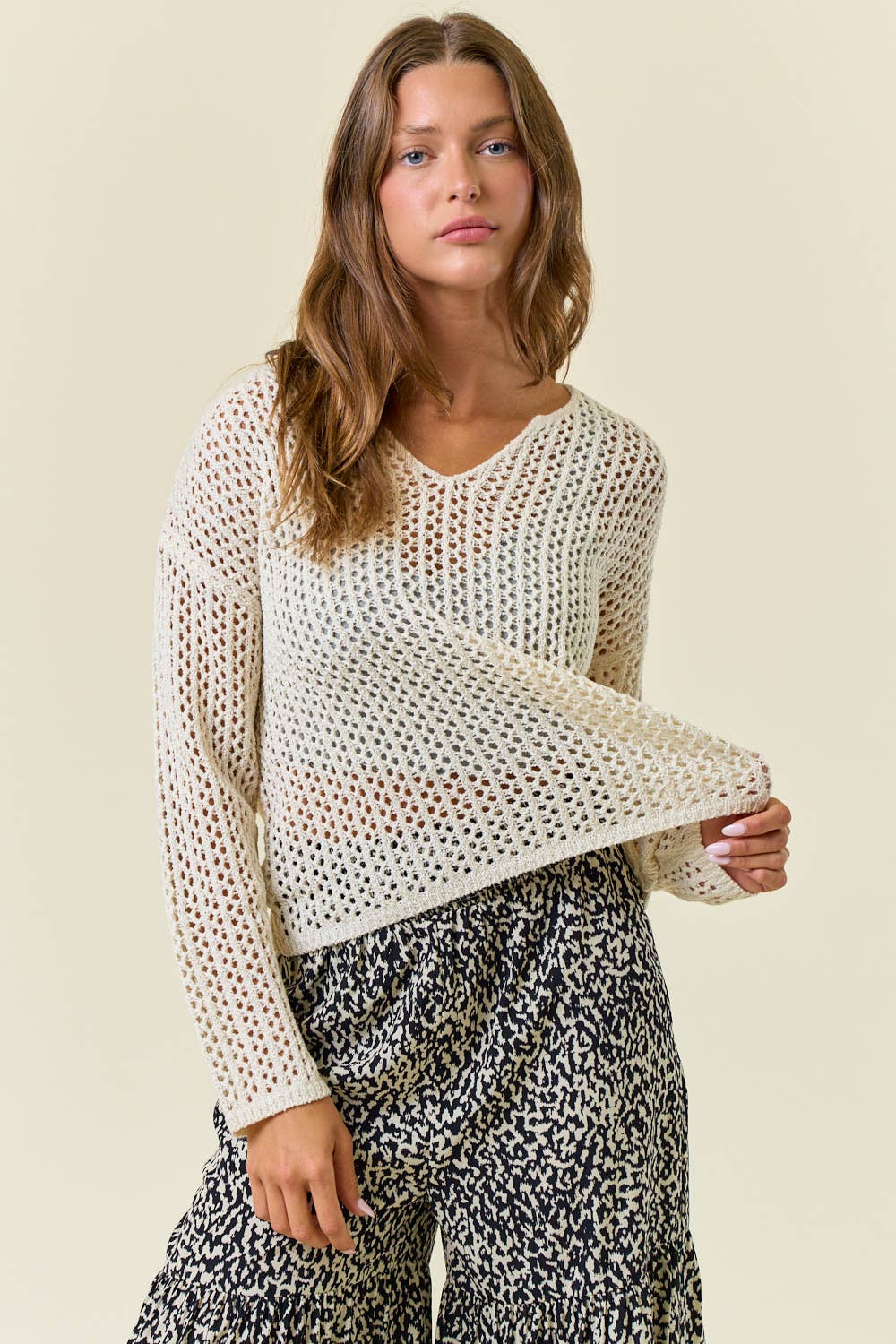 Doe and Rae – Großhandel Strickpullover – Damen – Langärmliges Strickoberteil mit V-Ausschnitt - 45264T10