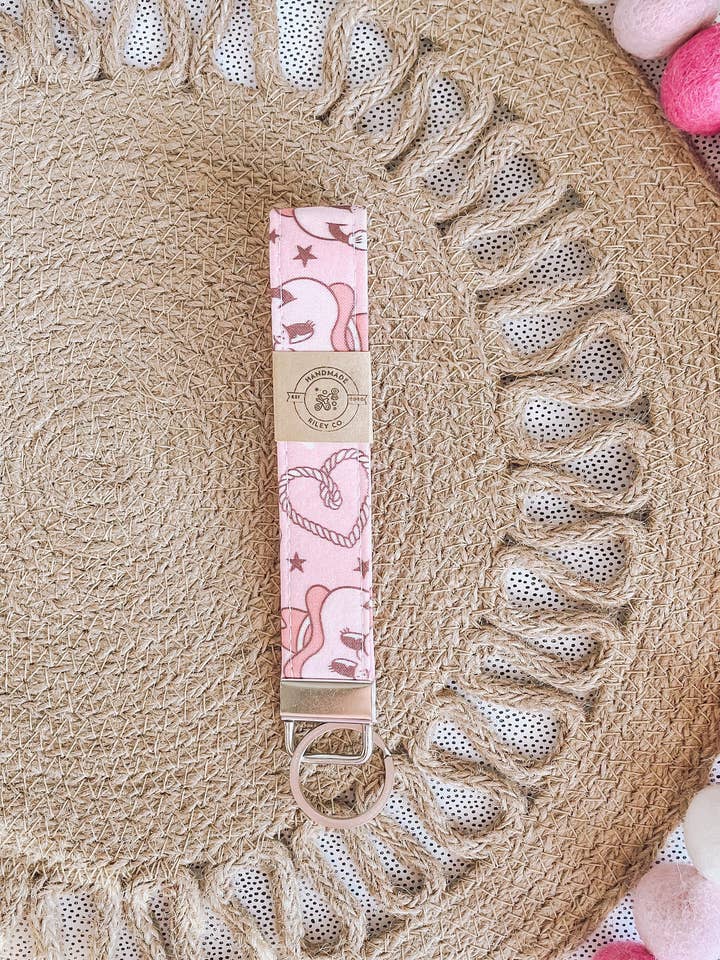 Cowboy Hearts Key Fob | Valentine's Day Wristlet | Galentine's Keychains for wholesale by Handmade Riley Co