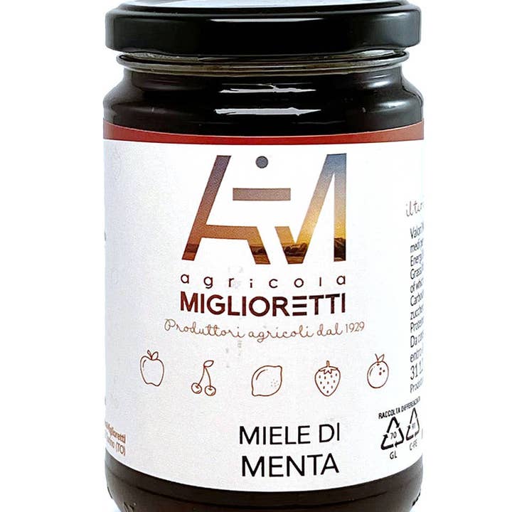 Mint Honey 400g MIGLIORETTI | Savory Cheese Pairing | Itay for wholesale by Santini Gusto Unico