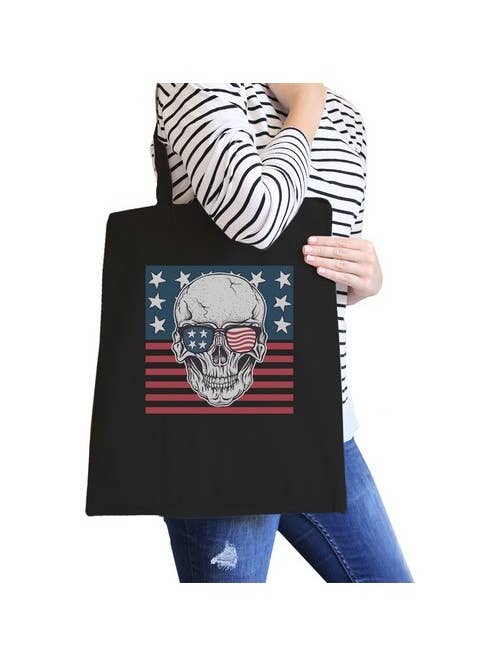 Skull American Flag lærred taske for engroshandel hos 365 In Love