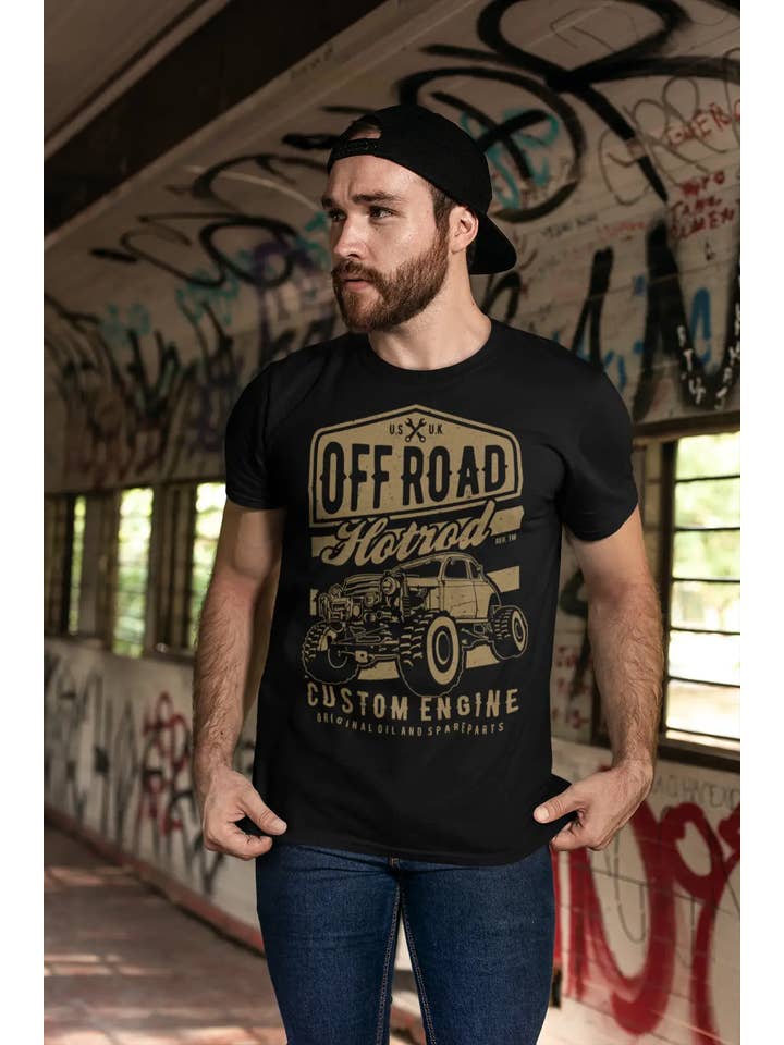 Black ULTRABASIC Men's Vintage T-Shirt Offroad Hotrod - Custom Engine - Birthday Gift for wholesale on Faire1