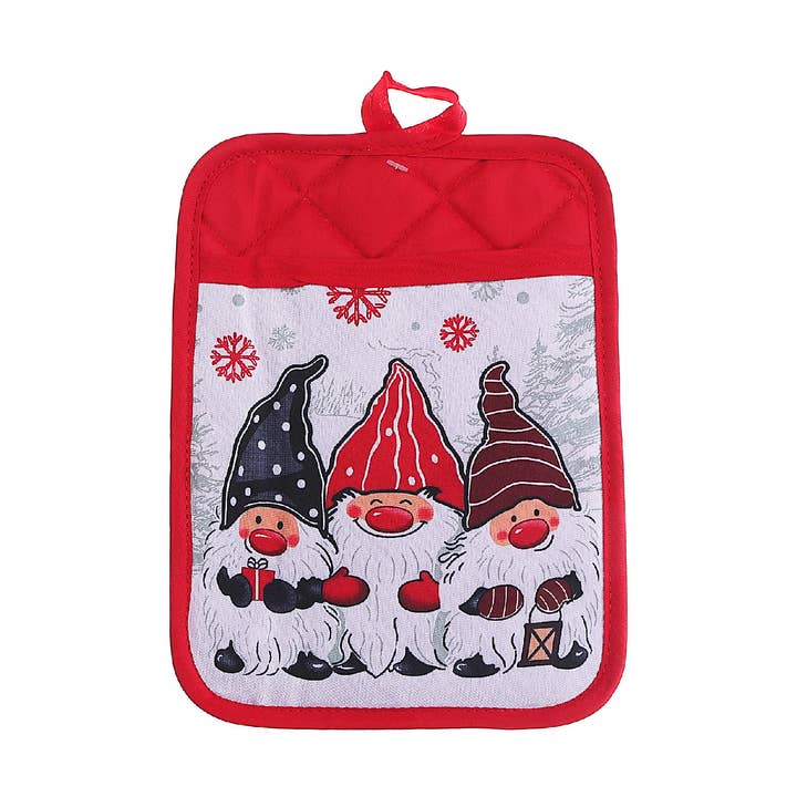 Multi Pot Holder With Pocket Triple Gnome for wholesale on Faire0