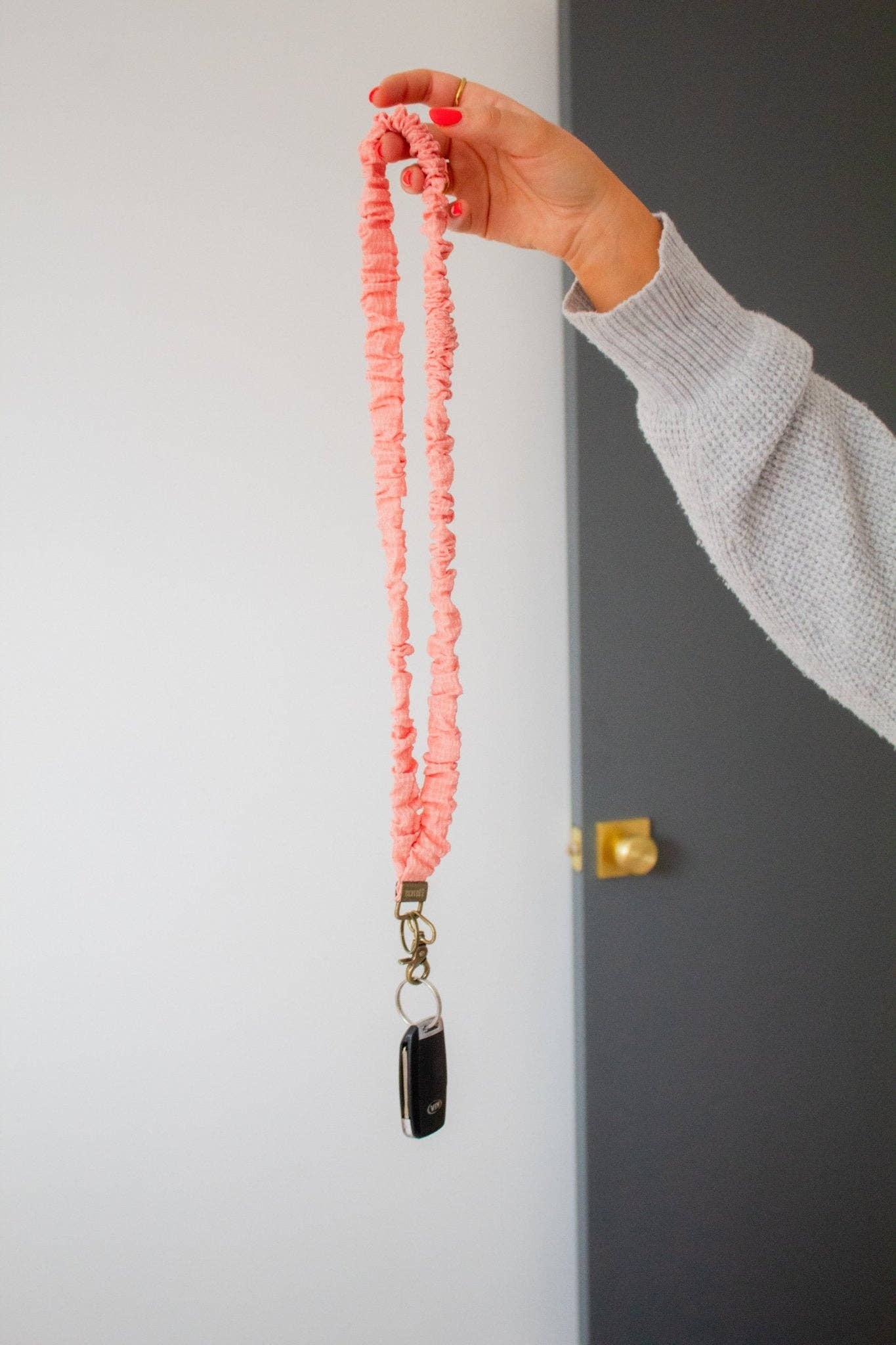 Shop Andi - Wholesale Lanyard - Women's - Coral Gingham Lanyard1