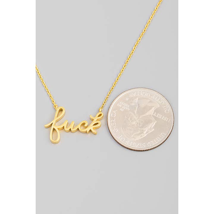 The Looks by Fame Accessories - Wholesale Pendant/Charm Necklace - Handwritten Fuck Pendant Necklace