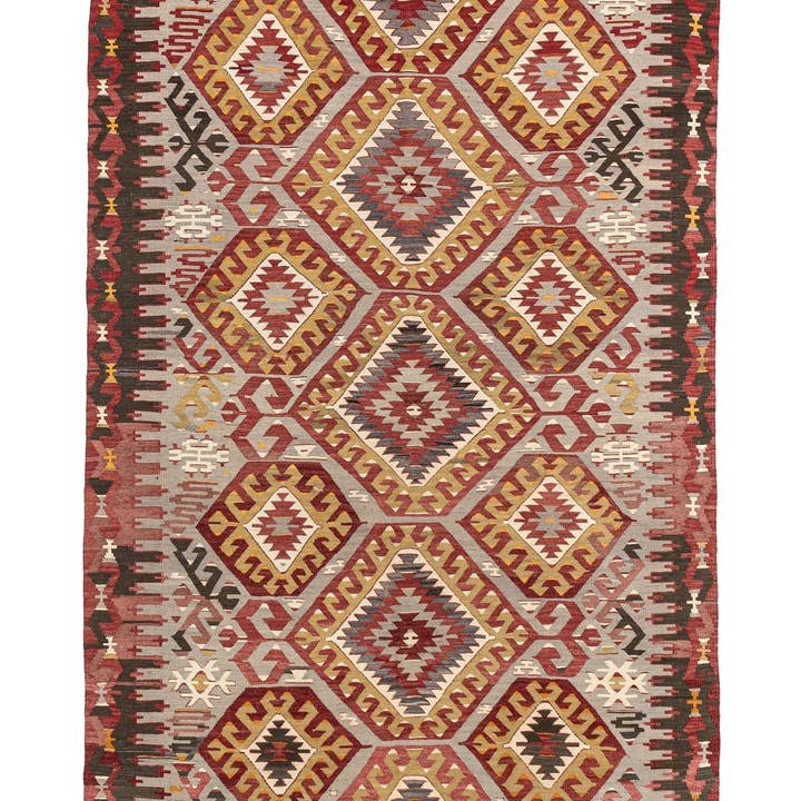 (5'2'' x 9'7'') Handgewebter Vintage Kilim Geometrischer Teppich für den Großhandel von Rugtolia
