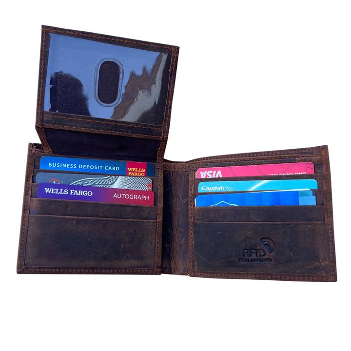 Roma Leathers, Inc. - Wholesale Wallet - Men's - 3122 BN Buffalo leather bifold wallet