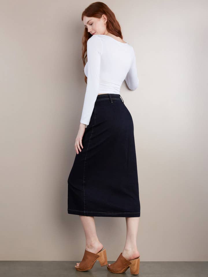 Onyx Wash Nederdel foran med tab lommeknap for engroshandel på Faire1