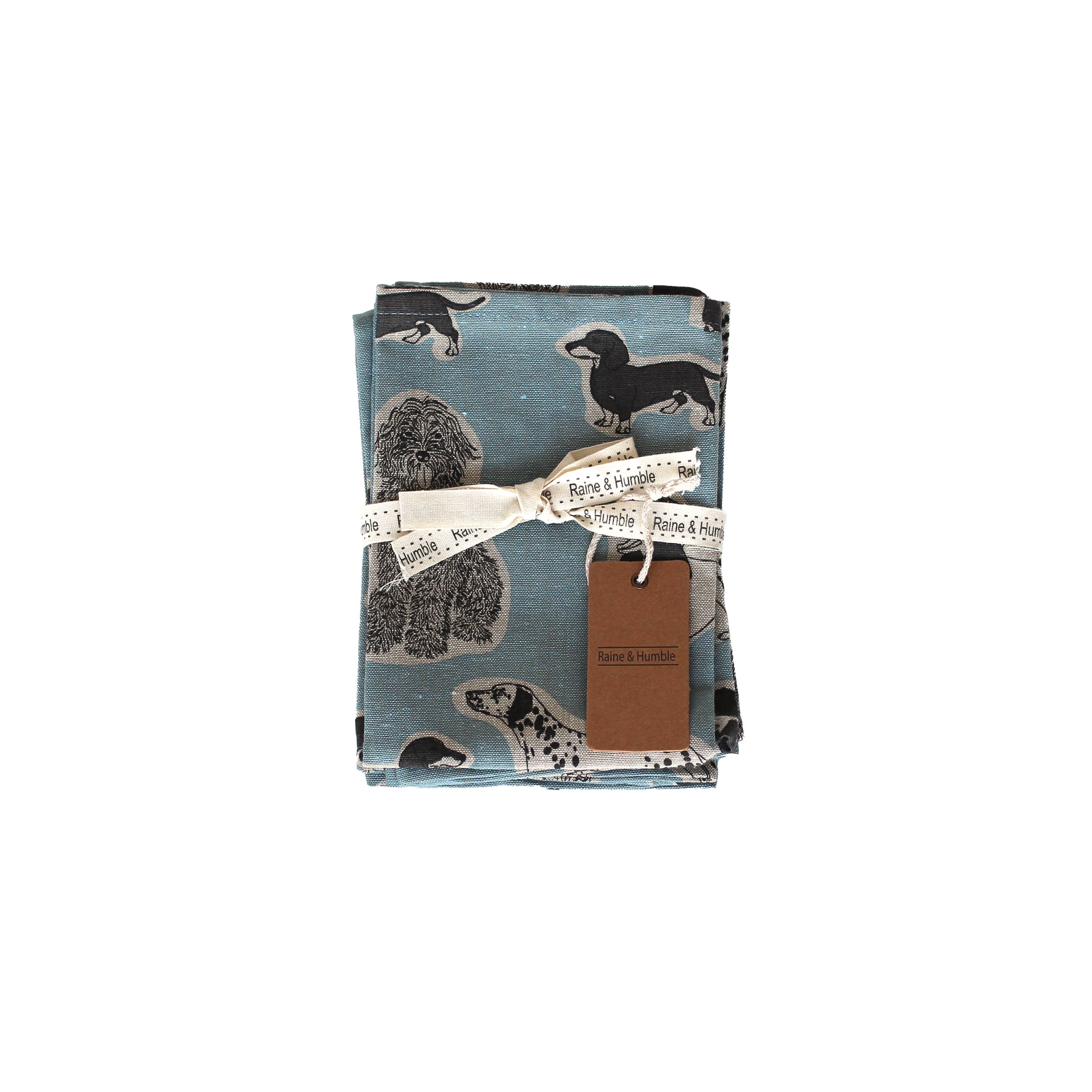 Raine & Humble - Wholesale Dinner & Cloth Napkin - Napkins Set of 4 - Dog Print - Blue Haze2