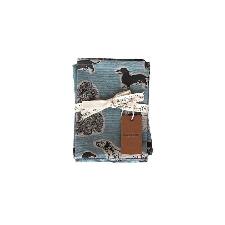 Raine & Humble - Wholesale Dinner & Cloth Napkin - Napkins Set of 4 - Dog Print - Blue Haze2