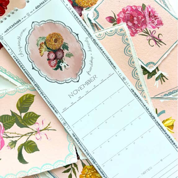 glad you're here co - Wholesale Calendar - 2026 Vintage Birth Flower Calendar • Hand‑Painted Botanical Wall / Desk Calendar • Cottagecore Floral Illustration Gift3
