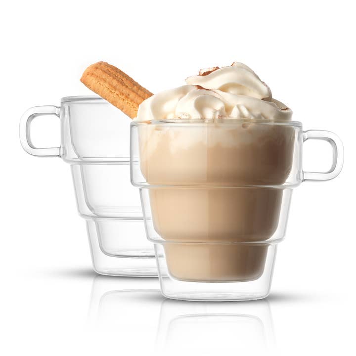 JoyJolt - Vendita all'ingrosso Tazza da tè/caffè - Pila - Set di 2 bicchieri da caffè a doppia parete, 470 ml