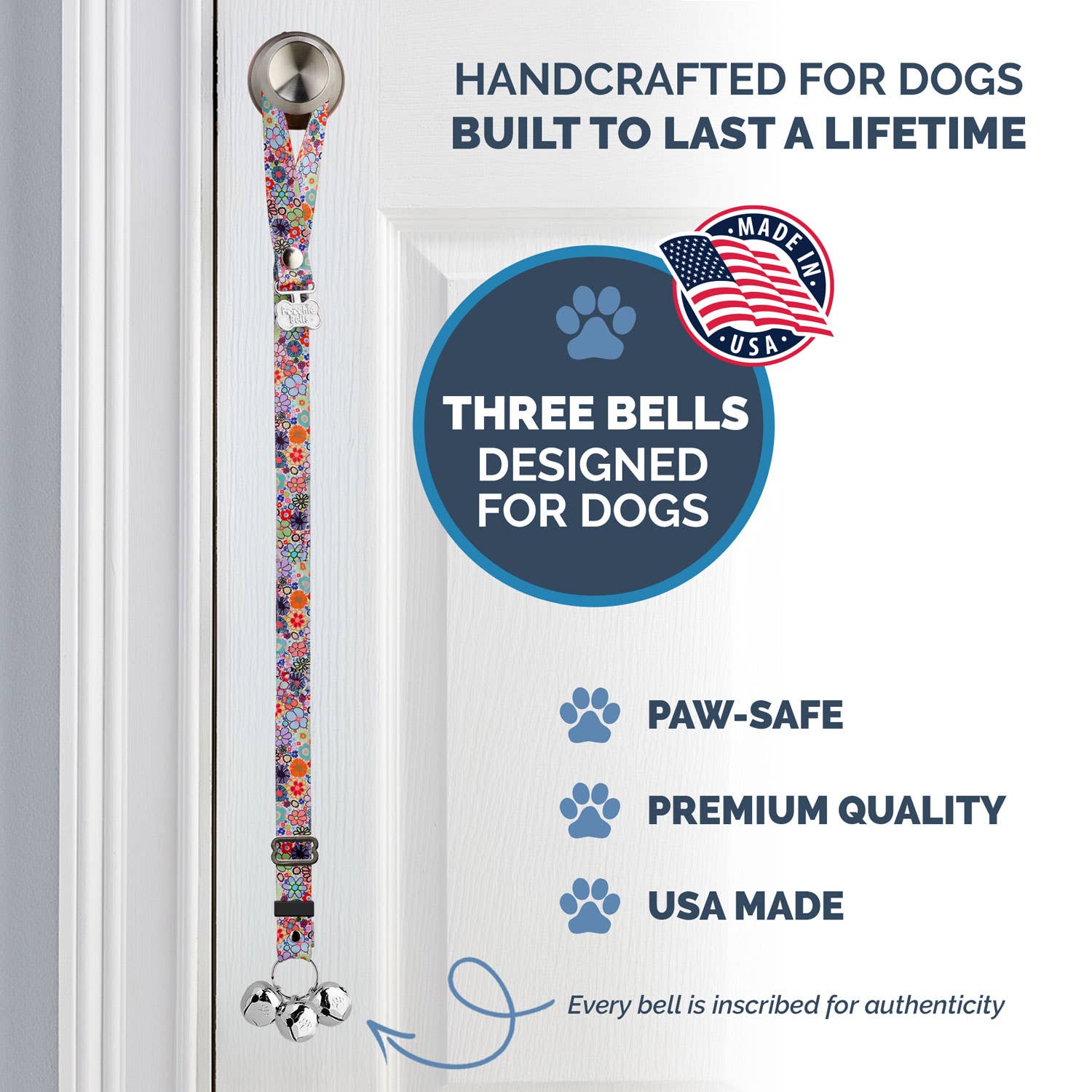 Poochie-Pets – Engroshandel Rengøringsartikler til kæledyr – PoochieBells® Justerbare Hundedørklokker - Havefest4