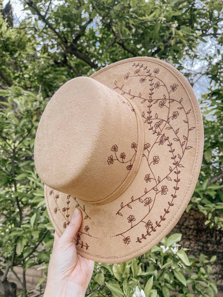 Kids Boho Style Boater Hat "Wildflowers" for wholesale by Wildflower Hat Studios