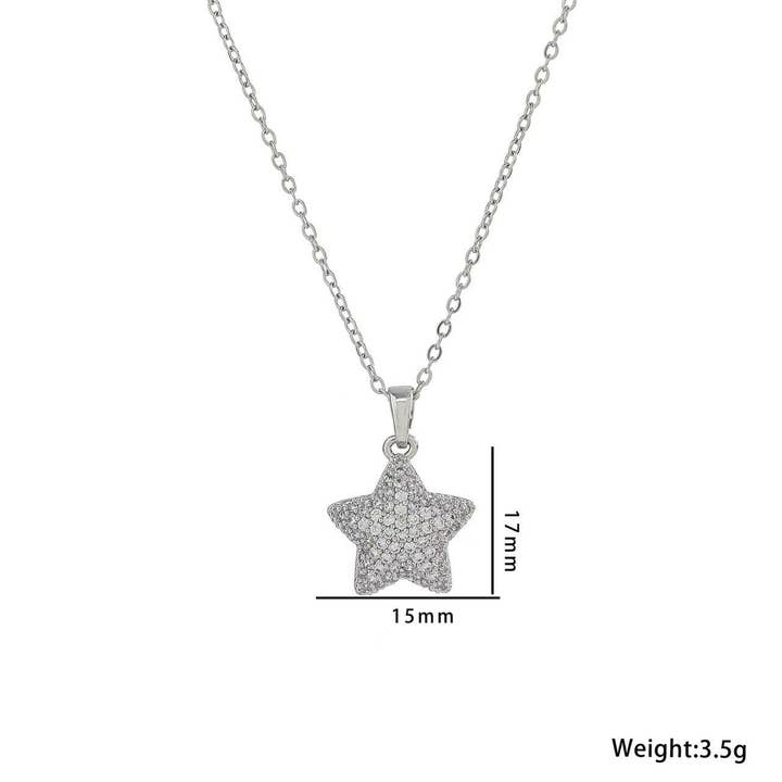 Purple Myrtle - Wholesale Pendant/Charm Necklace - Dainty Rhinestone Star Necklace for Women. Star Necklaces