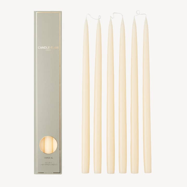 Box of 6 Candles - Taper 45 - Ivory for wholesale by Candle Flair