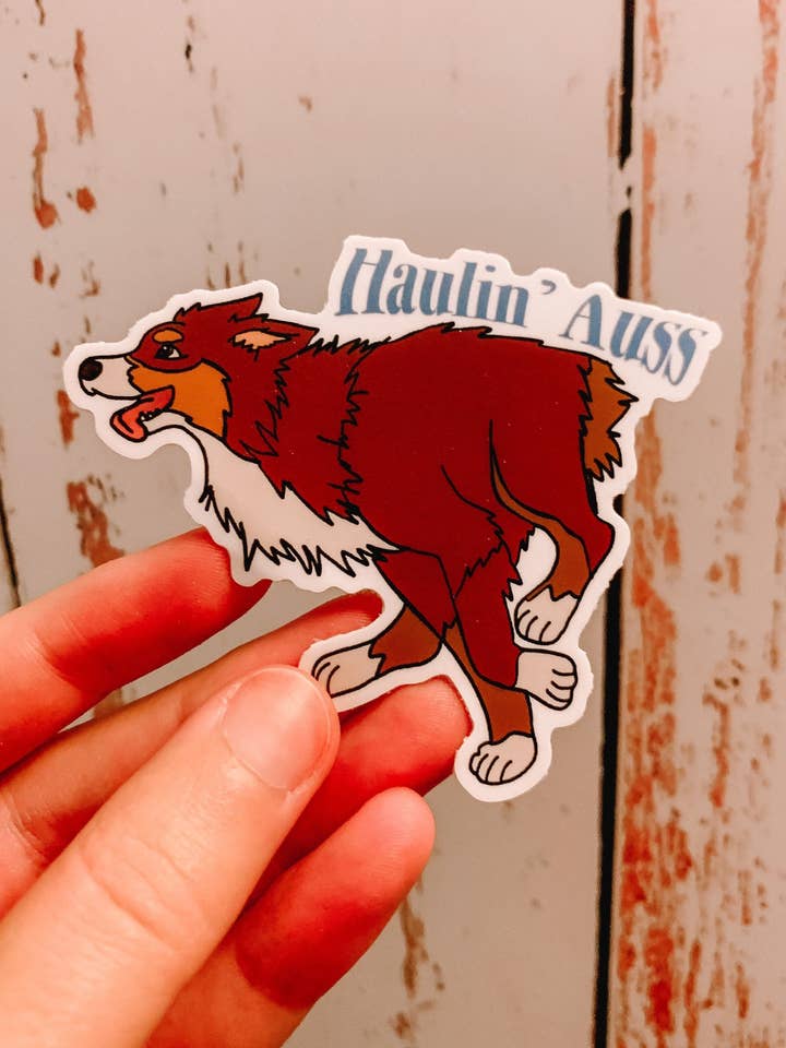 Adesivo rosso Tri Haulin Auss | Adesivo pastore australiano | Cane | Adesivo tumbler | Impermeabile per la vendita all'ingrosso da parte di Jaxey Designs