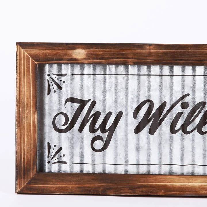 Swanson Christian Products - Wholesale Sign - Wall Decor Corrugated Tin Thy Will Be Done 20x8x.51