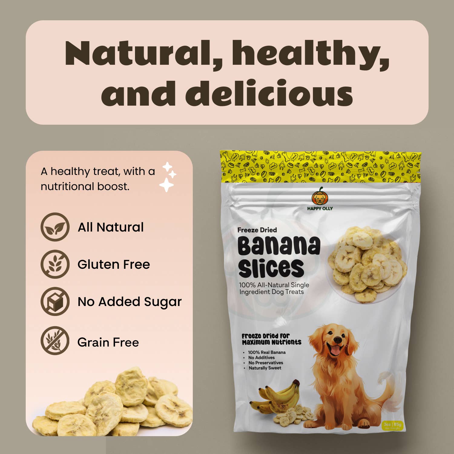 Happy Olly - Wholesale Pet Treats - Dog - Happy Olly Freeze Dried Banana- Single Ingredient Dog Treat4