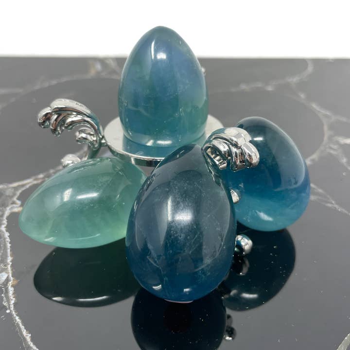 Blue & Green Fluorite Eggs Easter Ostara - 1 pc for wholesale by The Crystal Tabby