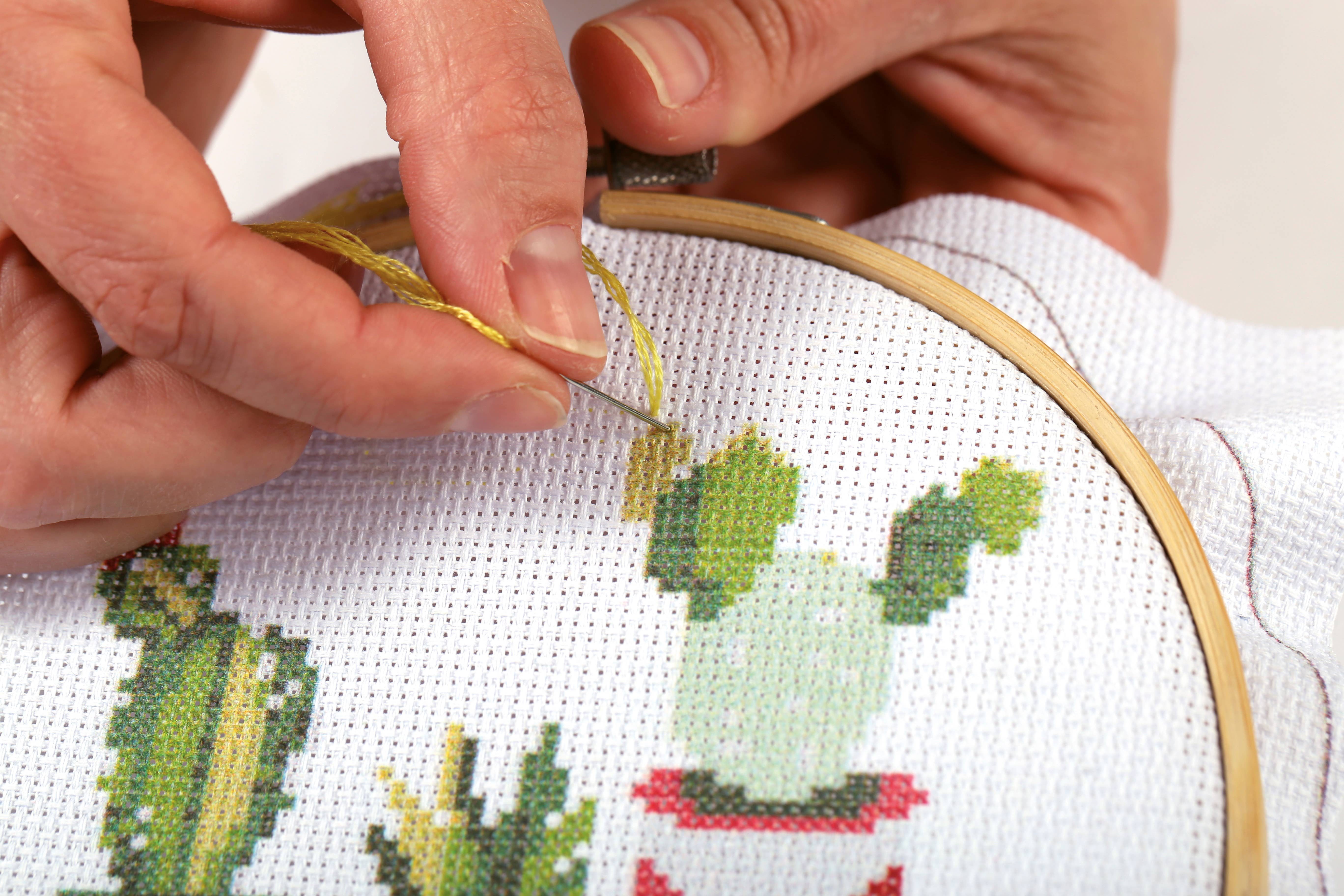 Graine Créative - Wholesale Craft Sewing Kit - CACTUS WOODEN EMBROIDERY DRUM KIT Ø 155mm1