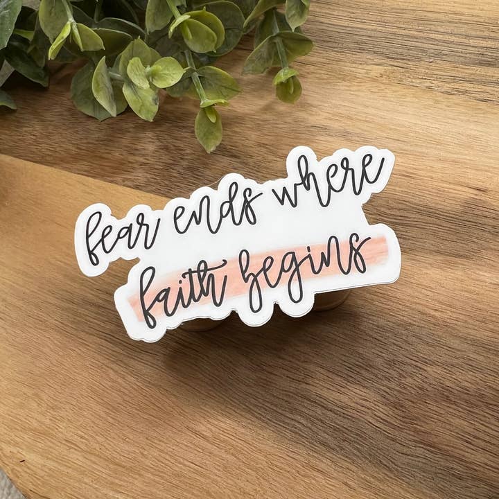 Fear Ends Bible Verse Waterproof Sticker for wholesale by Crafted by Chris Co.
