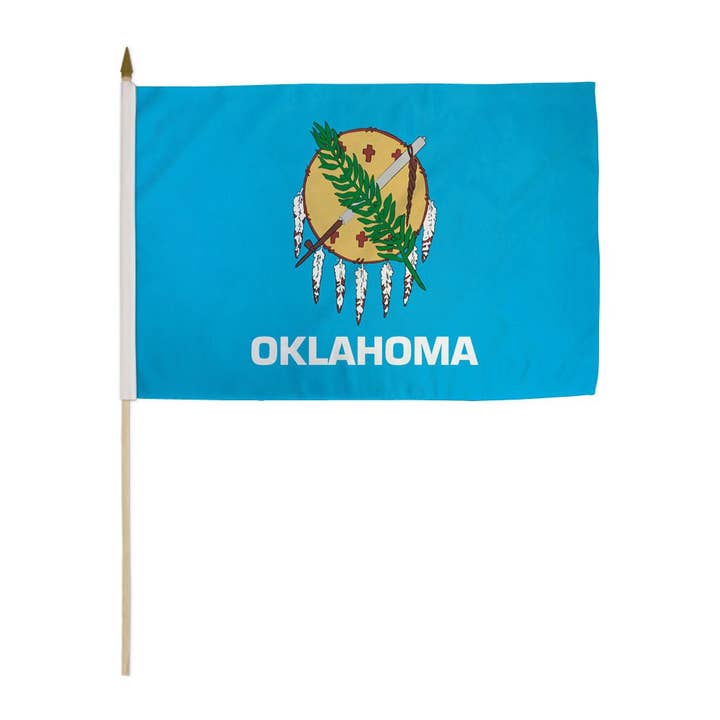 Bandeira de Oklahoma 12x18in com Haste por atacado de Flags Importer