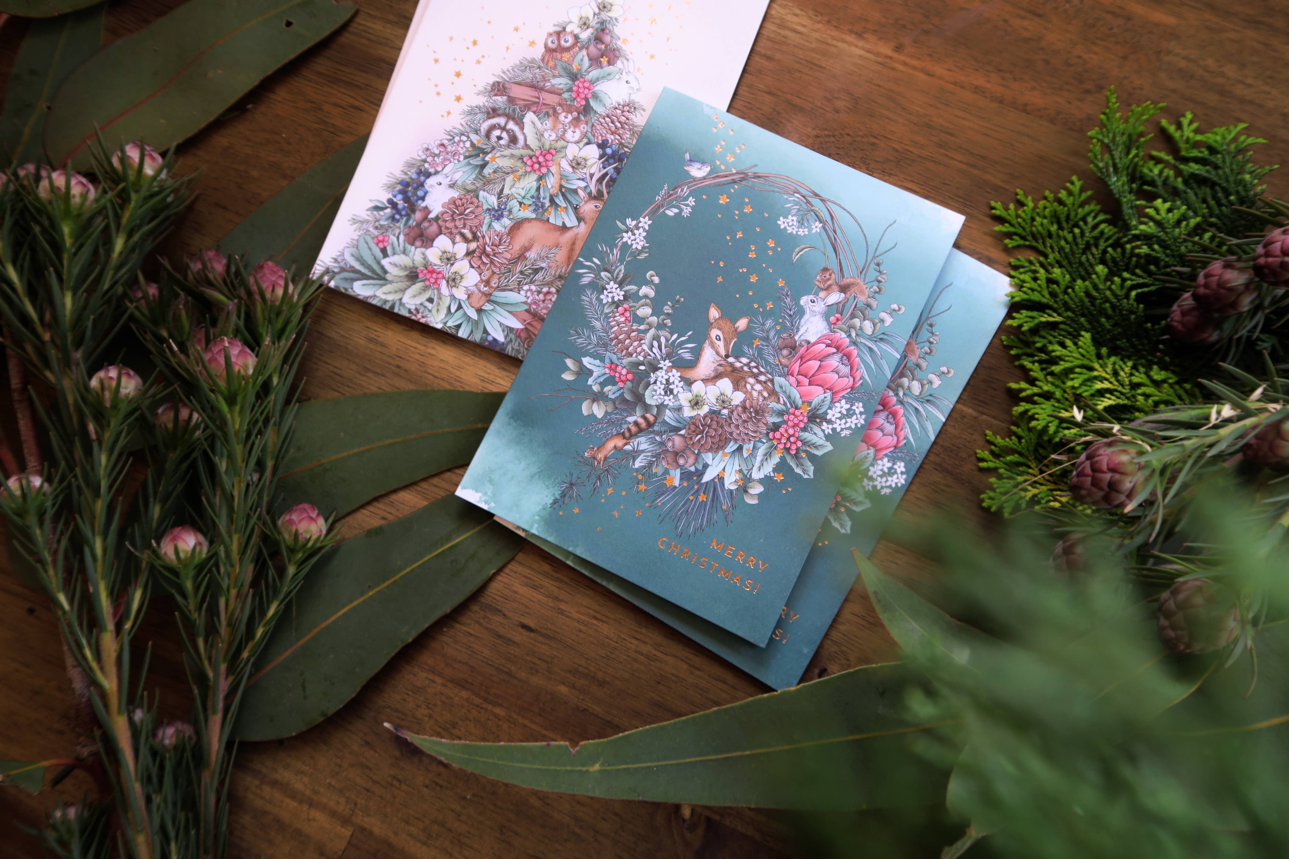 Typoflora - Wholesale Christmas Card - Enchanted Christmas Wreath Card1