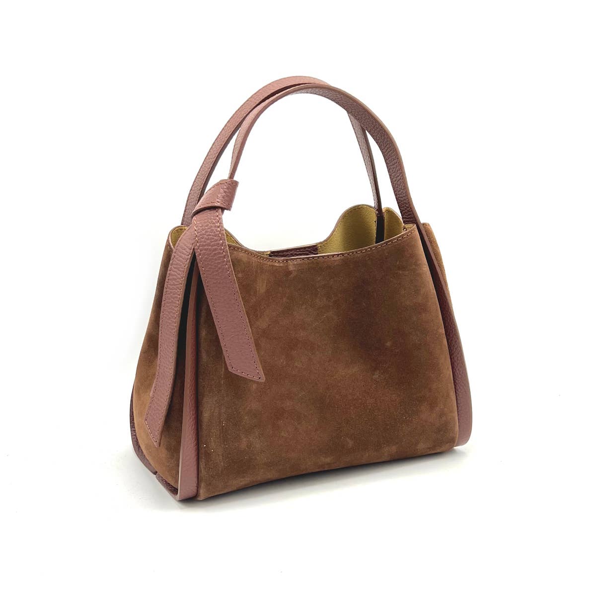 Suie Valentini srl - Wholesale Top Handle Bag - Women's - Suede leather handbag with crossbody strap, Made in Italy, art. 1126381