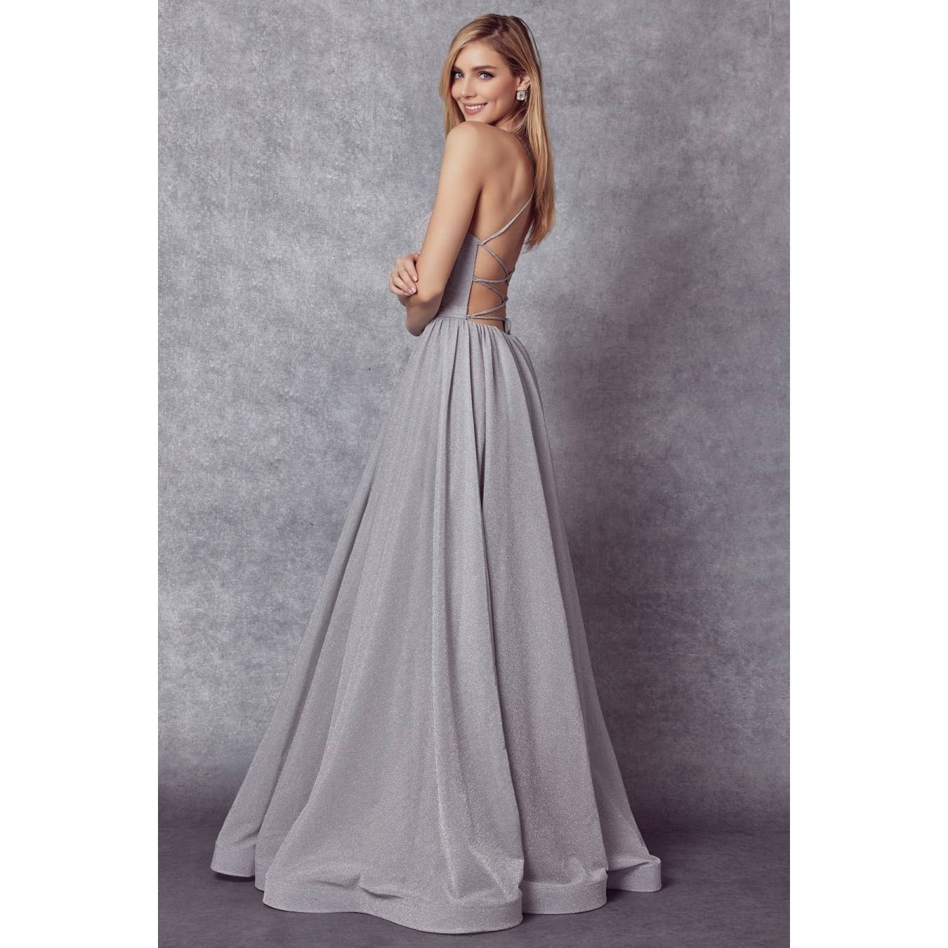 Juliet - Wholesale Gown - Women's - CRISS CROSS BACK BALL GOWN STYLE GLITTER PROM DRESS1