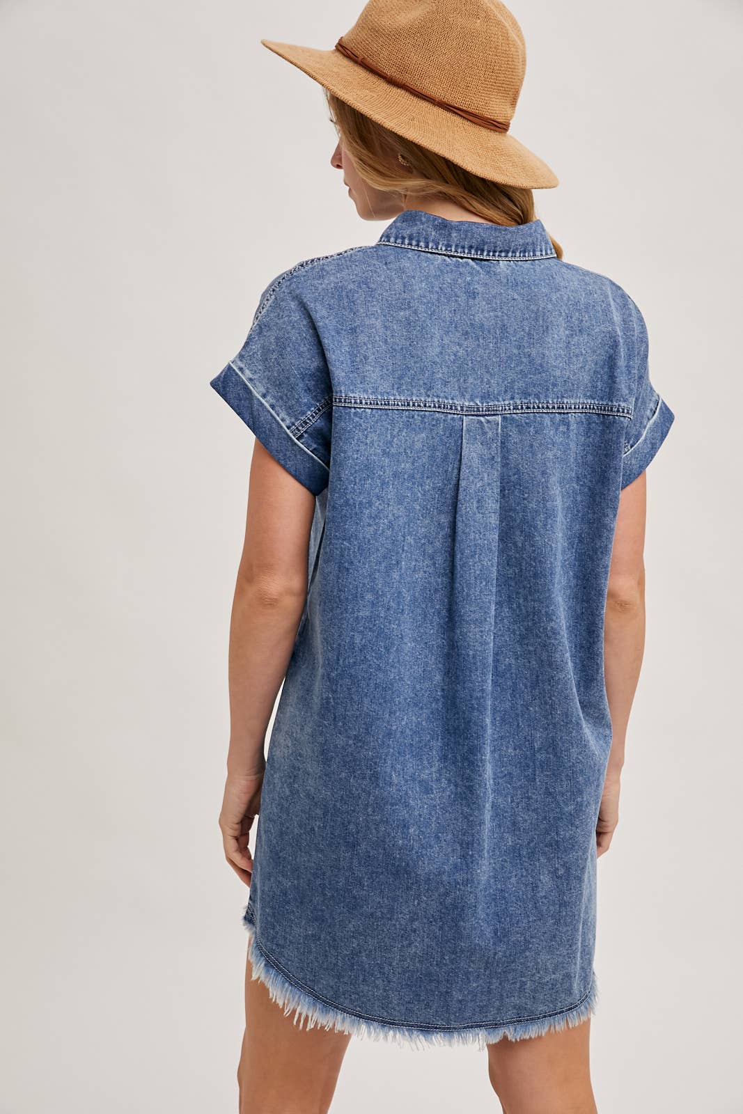 Bluivy - Wholesale Dress - Women's - FRAYED HEM DENIM SHIRT DRESS15